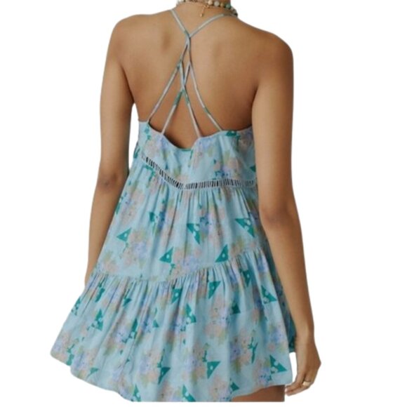 URBAN OUTFITTERS UO Georgia Tiered Floral Loose Strappy Back Mini Dress - Picture 4 of 14